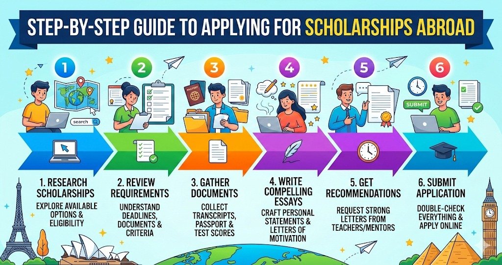 Step by step guide to applying for scholarships abroad